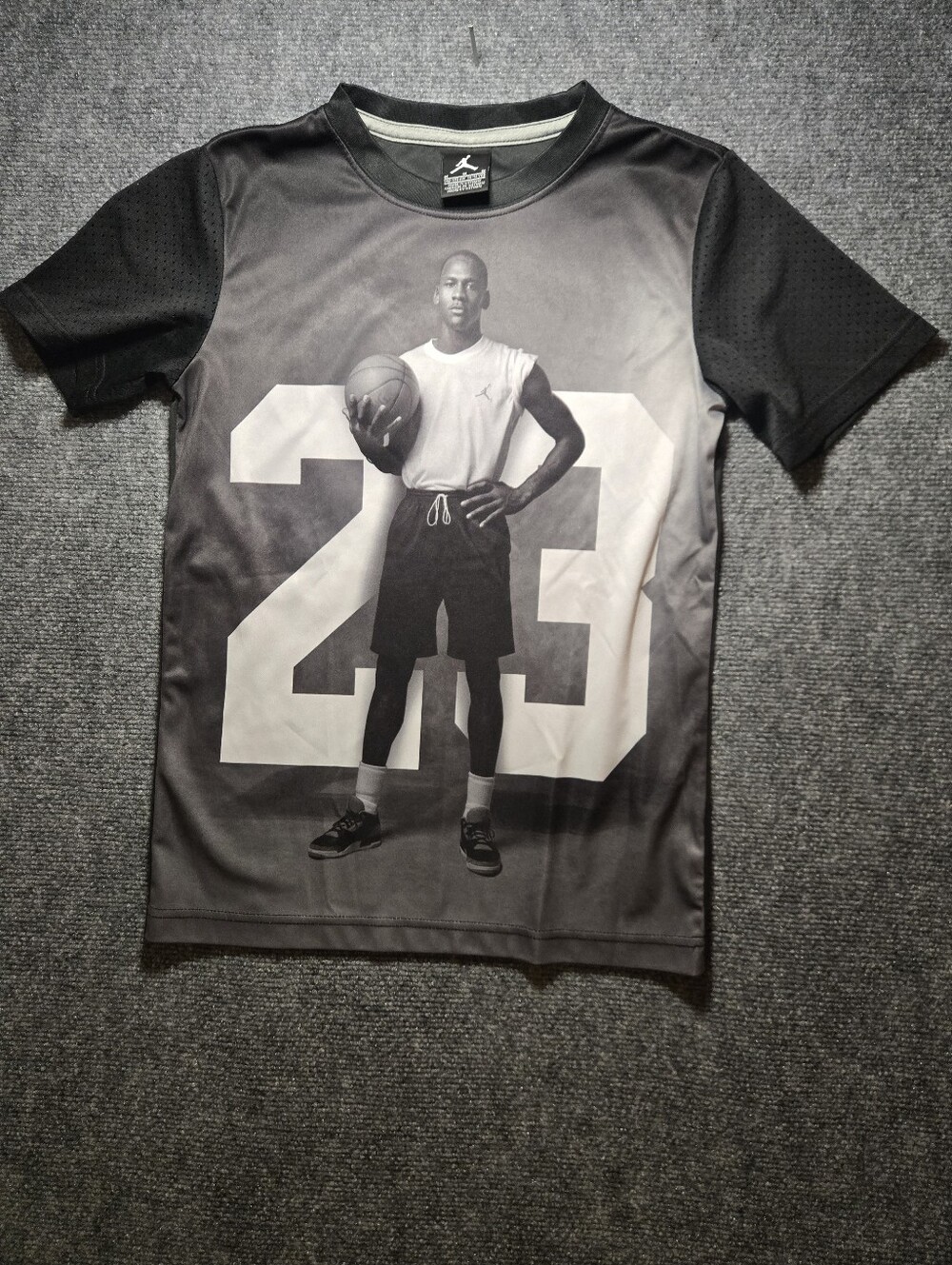 Jordan Black and Gray Michael Jordan 23 Graphic Short Sleeve Tee